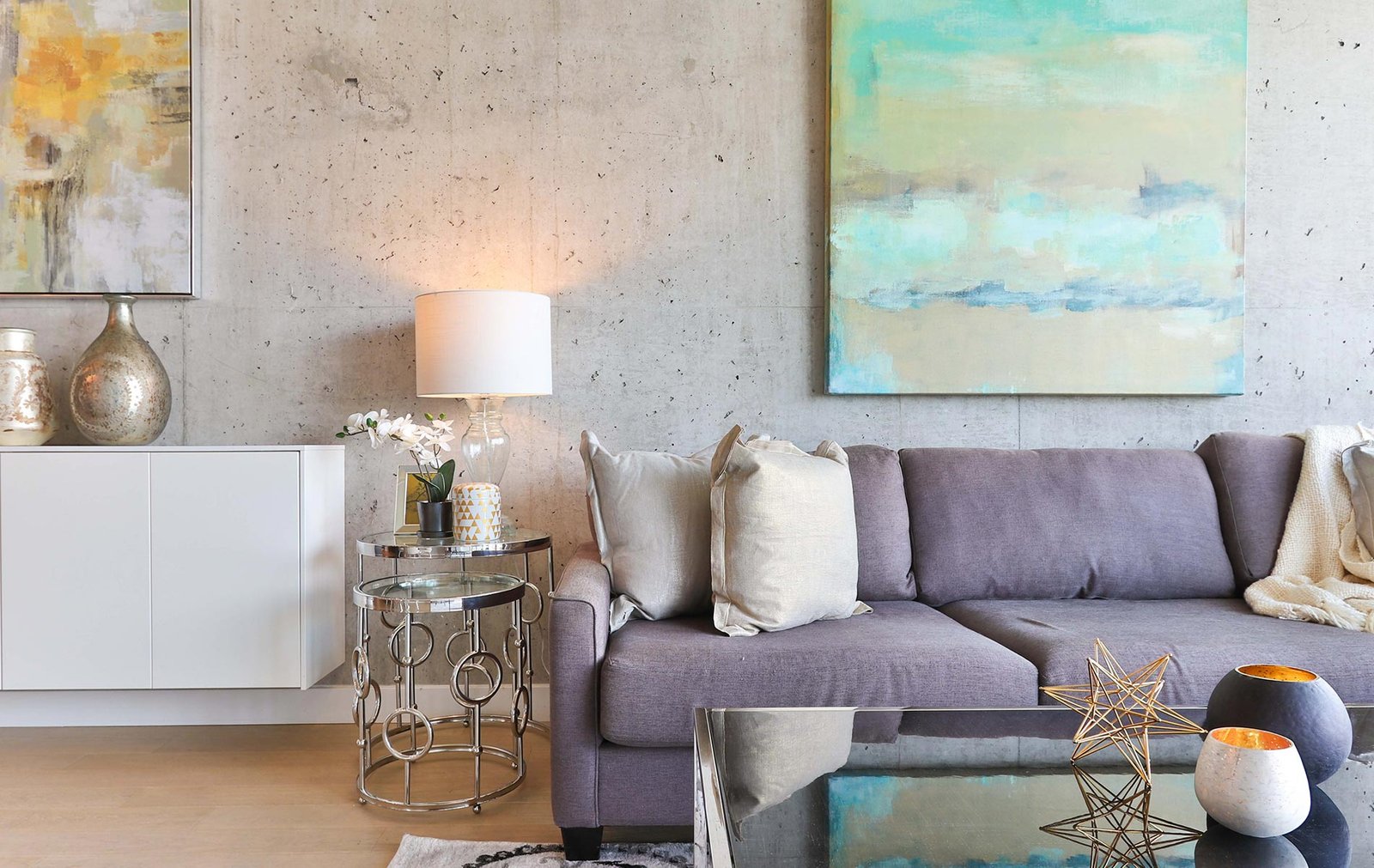 Illustrative welcoming residential living room